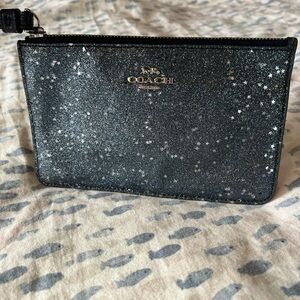 Coach blue sparkly wristlet/wallet